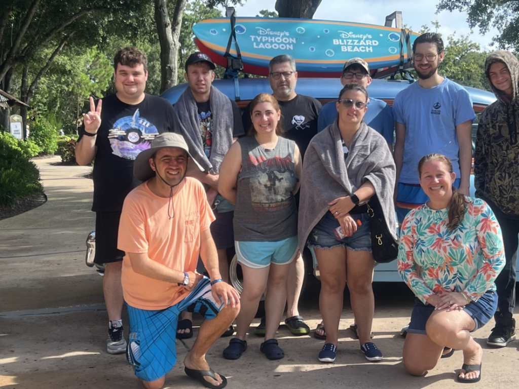 young adults with autism with their mentors and parents